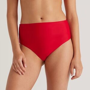 NWT QUINCE Italian High-Rise Bikini Bottom Cherry Red